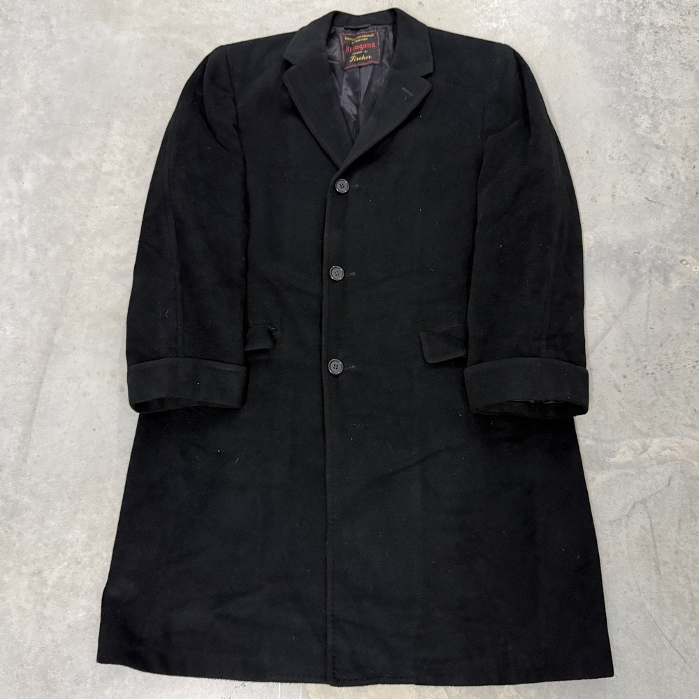 Vintage 60s Khingana Fischer Monoclian cashmere Overcoat Mens Wool Long Coat